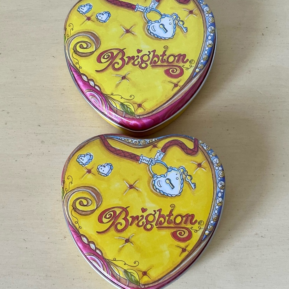 Brighton Heart-Shaped Tin Jewelry Holder.  Set of 2.